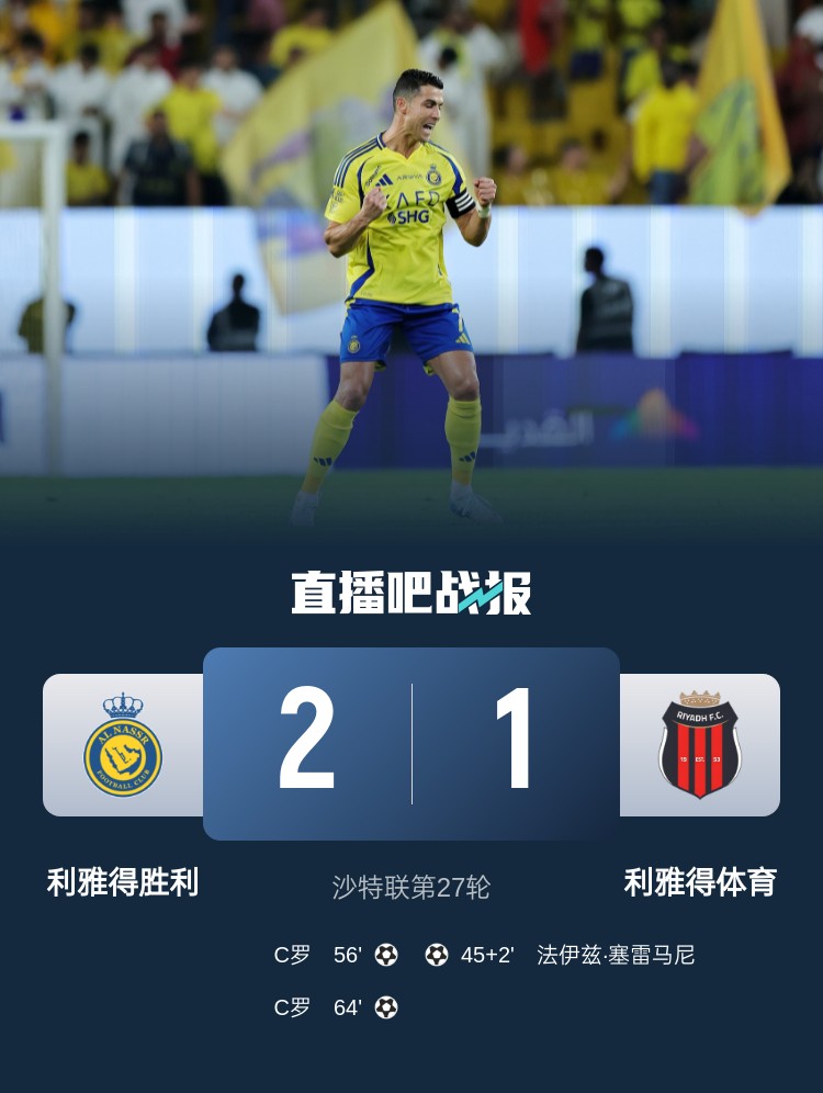 利雅得勝利達(dá)成沙特職業(yè)聯(lián)賽900球里程碑，僅少于新月